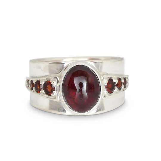 Garnet Wide Band Ring — Tyler Haas Designs